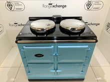 Load image into Gallery viewer, Reconditioned 3 oven Dual Control Dual Fuel Aga cooker in Powder Blue Lids
