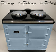 Load image into Gallery viewer, Reconditioned 3 oven Dual Control Electric Aga cooker in Duck Egg Blue.
