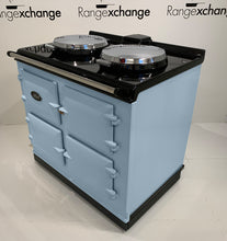 Load image into Gallery viewer, Reconditioned 3 oven Dual Control Electric Aga cooker in Duck Egg Blue.
