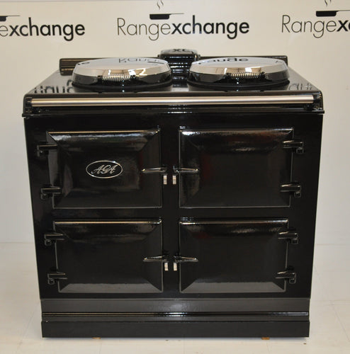 Reconditioned 3 oven Dual Control Electric Aga cooker in Black.