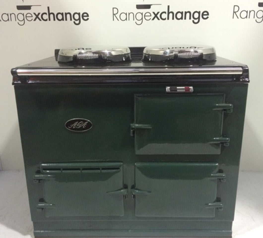 Reconditioned 2 oven gas Aga cooker in British Racing Green