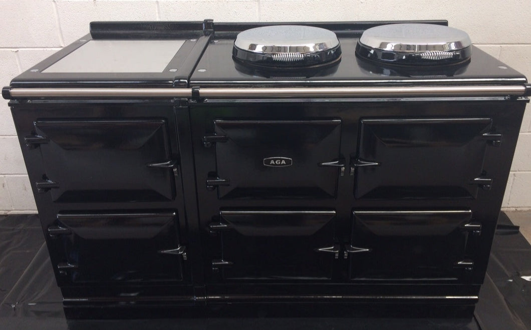 Reconditioned 5 oven Dual Control Electric Aga cooker in Black.