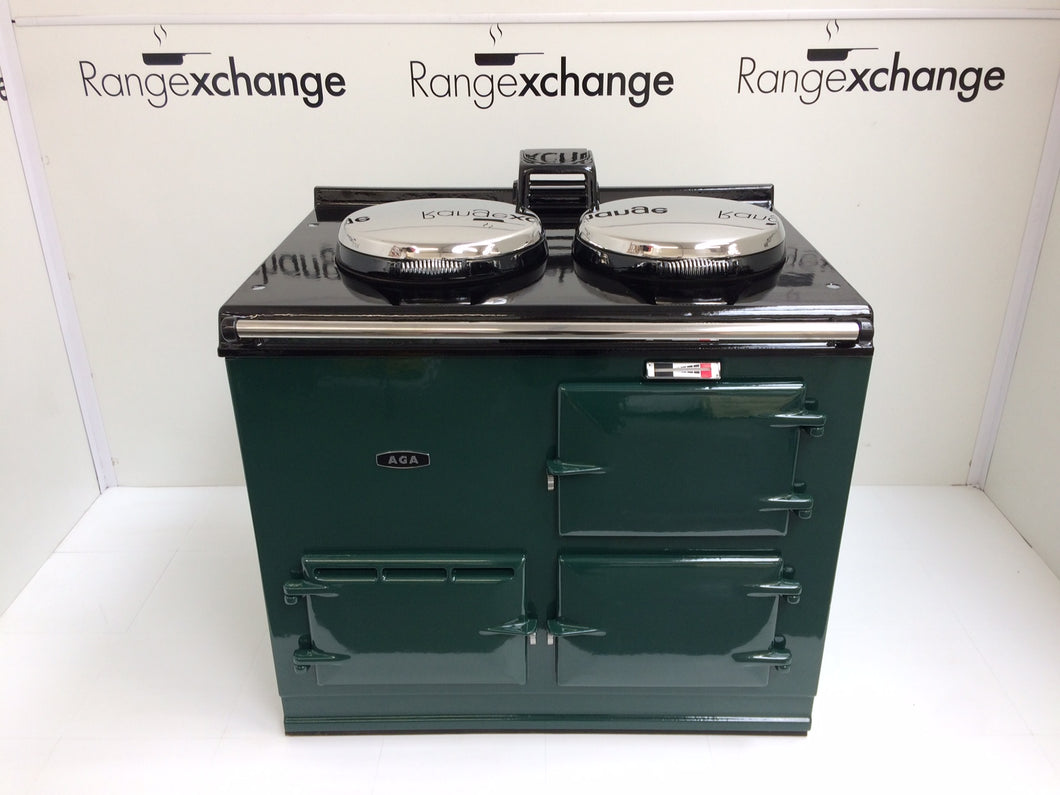 Reconditioned 2 oven oil Aga cooker in British Racing Green