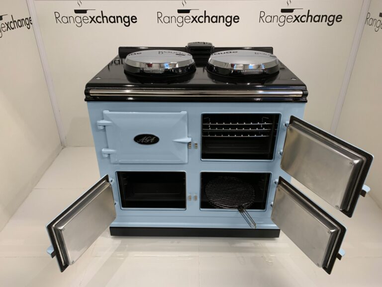 Reconditioned 3 oven Total Control Electric Aga cooker in Duck Egg Blue