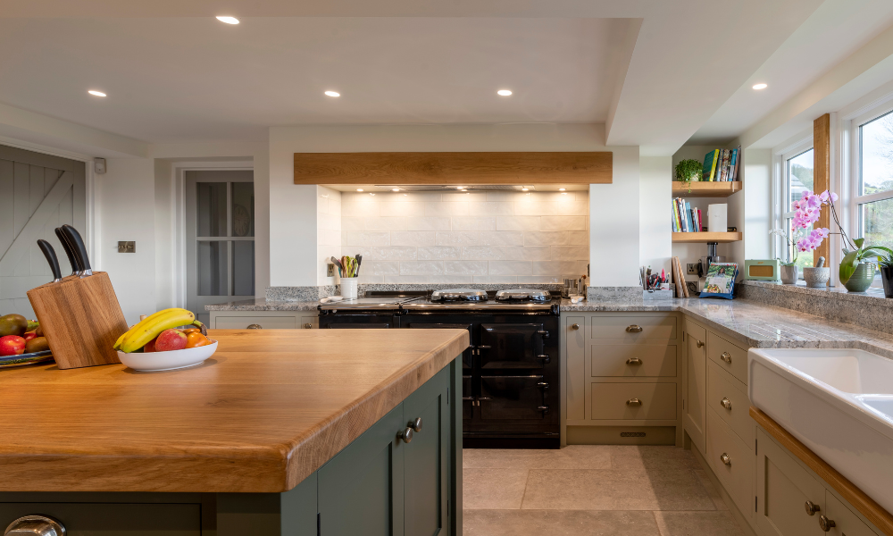 A picture of a kitchen with an island to show kitchen zoning